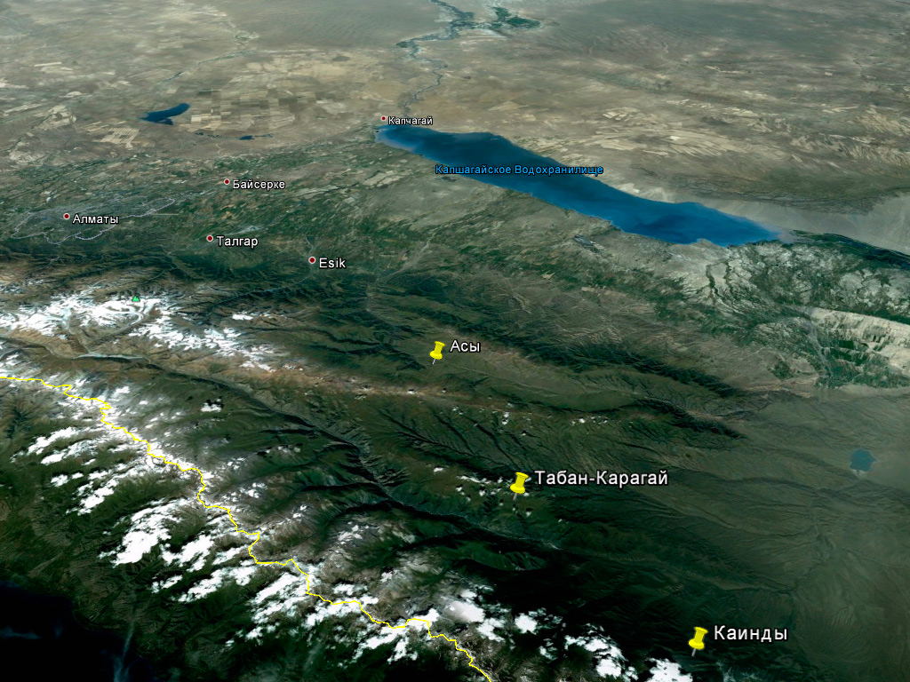 Карта путешествия 'Асы - Табан-Карагай - Каинды, 24 - 30 июня 2012 года'